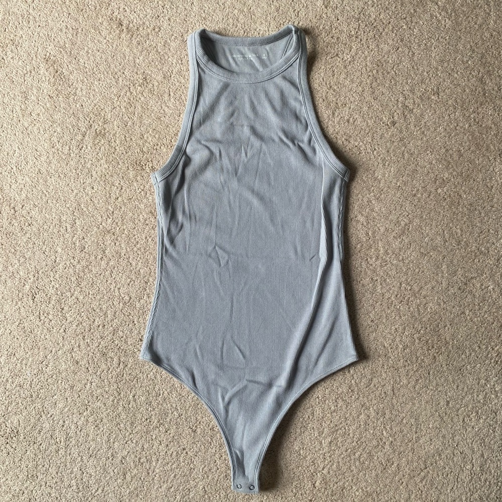 Grey racerback bodysuit